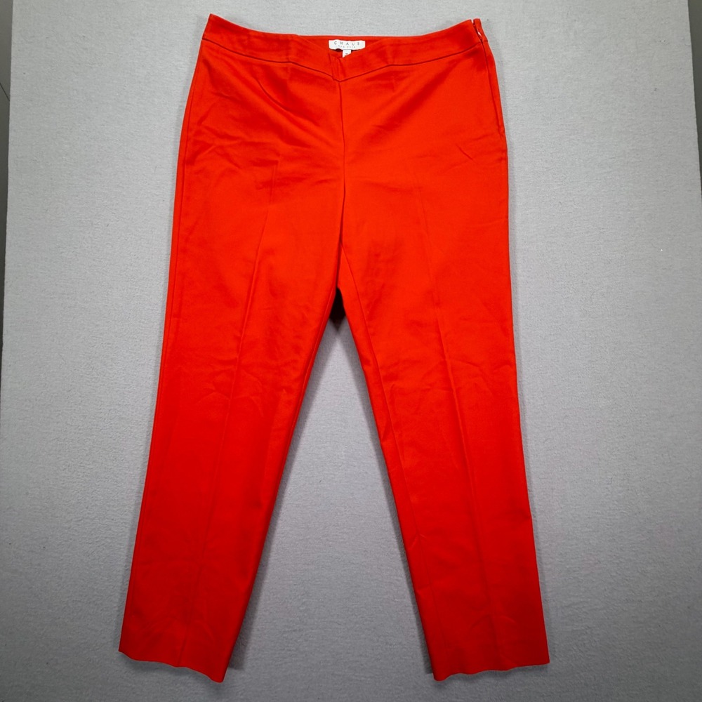 Chaus Women Pants Slim Fit Red Ankle Length Stretch Side Zip 12